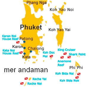 Map of dive site phuket and koh phiphi Map of dive site phuket and koh phiphi